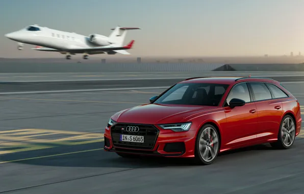 Red, Audi, the plane, universal, 2019, A6 Avant, S6 Before