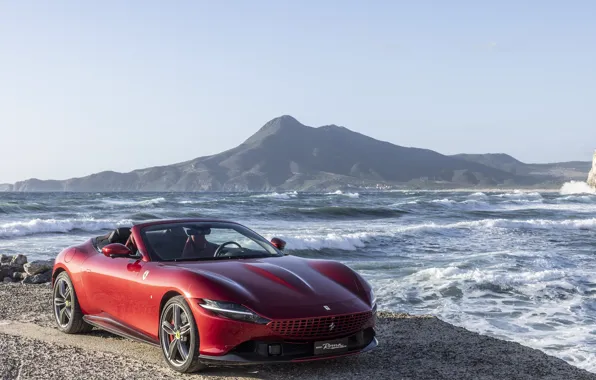 Picture car, Ferrari, sea, Roma, Ferrari Roma Spider