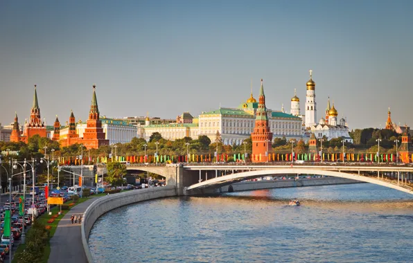 Bridge, Moscow, The Kremlin, promenade, Moscow, The Moscow river