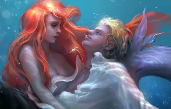 Water, the ocean, mermaid, guy