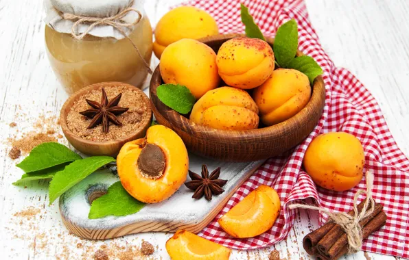 Sugar, cinnamon, jam, apricots, apricot, Olena Rudo