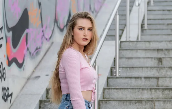 Look, girl, photo, hair, blonde, blouse