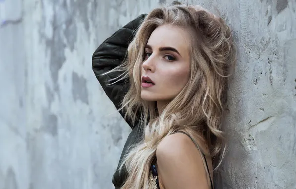 Picture look, girl, pose, wall, hair, portrait, beautiful, Katie Kosova