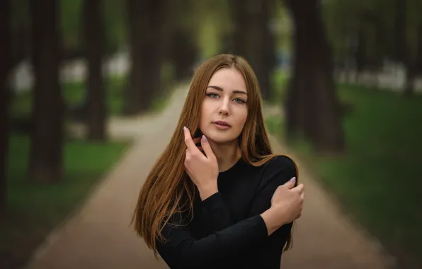 Picture look, girl, Park, hair, cutie, bokeh, Kate, Dmitry Medved