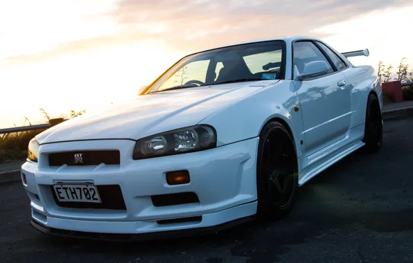 Nissan, GT-R, White, Skyline, R34