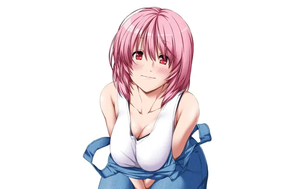 Picture game, pink hair, big, anime, red eyes, face, asian, manga