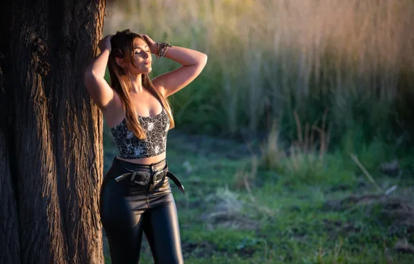 Picture girl, light, nature, pose