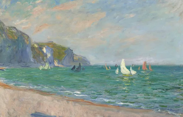Landscape, picture, Claude Monet, Sailboats on the Coast in Purvile
