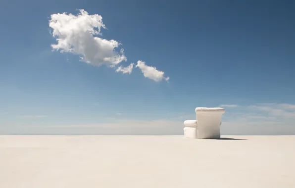 Picture the sky, clouds, desert, shadow, chair, horizon