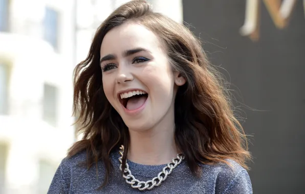 Girl, happy, woman, Lily Collins