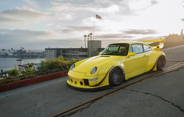 Picture Porsche, Yellow, 964, Turbo, RWB