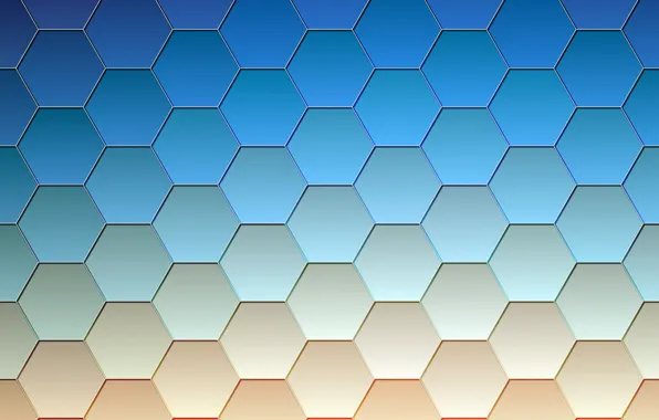Cell, hexagons, blue color
