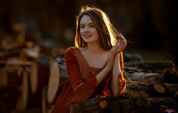 Look, girl, light, pose, smile, brown hair, beautiful, Oksana