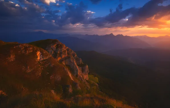 Picture Clouds, Sky, Landscape, Sunset, Georgia, Caucasus, Racha
