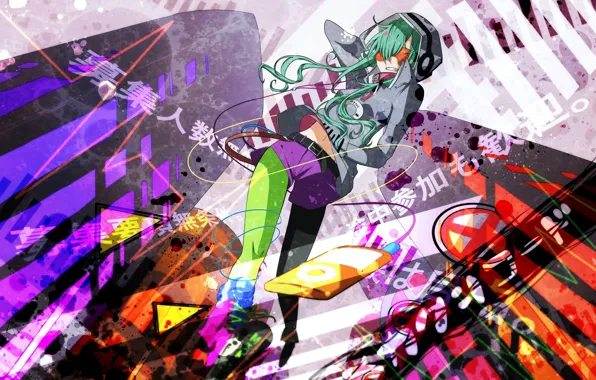 Girl, background, paint, blots, Kagerou Project