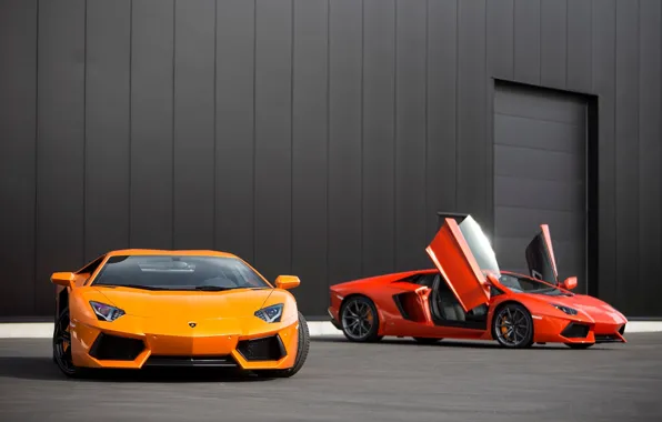 Orange, red, red, lamborghini, orange, aventador, lp700-4, Lamborghini