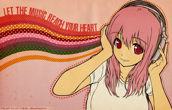 Picture girl, music, headphones, NitroPLus