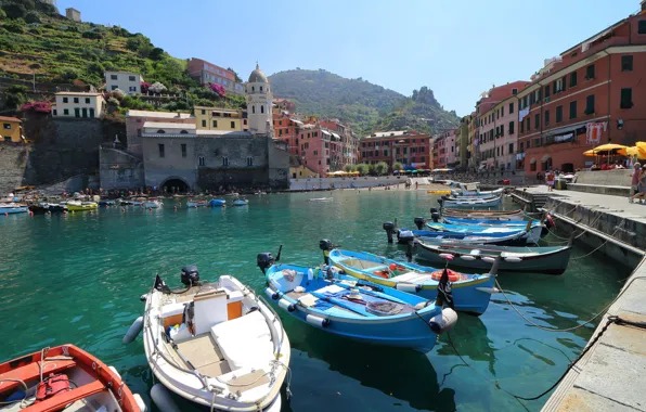 Boat, Italy, harbour, Vernazza