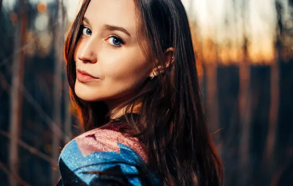 Look, model, portrait, brown hair, beauty, bokeh, Victor Kalman