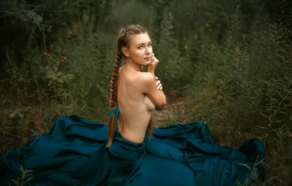 Chest, look, nature, sexy, pose, model, body, skirt