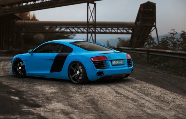 Road, Audi, blue, Audi, rear view, blue, bump