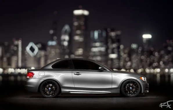 Picture night, the city, tuning, BMW, bmw 1