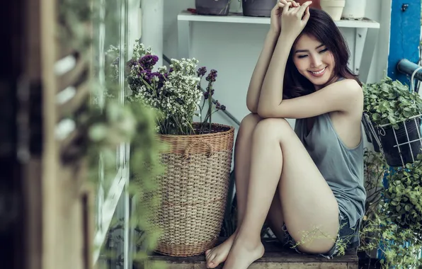 Girl, background, Asian