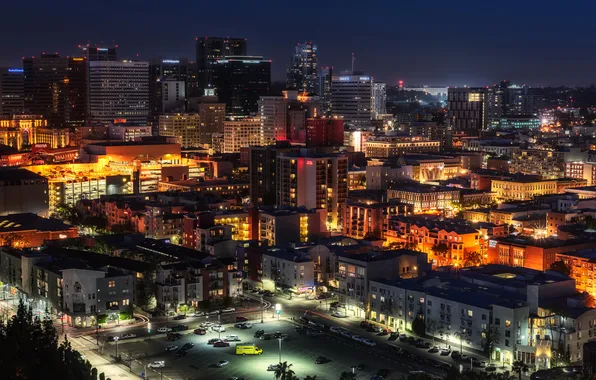 The city, lights, home, lights, USA, night, street, San Diego