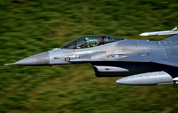 Picture background, blur, fighter, cabin, pilot, the plane, F-16