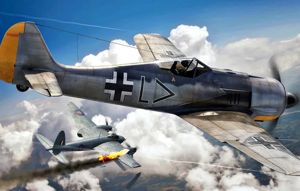 Picture RAF, Air force, Fw-190, Mosquito, Jagdgeschwader 26, Stab./JG26, Fw.190A-2, Erwin Leibold