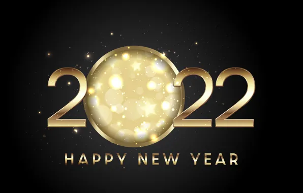 Gold, figures, New year, golden, black background, new year, happy, decoration