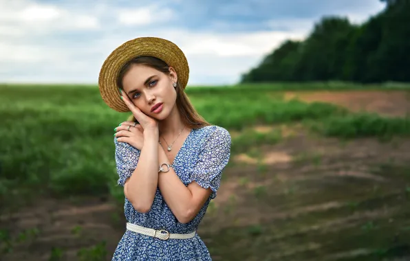Picture summer, look, girl, decoration, nature, pose, model, hat