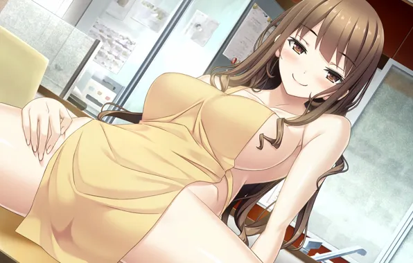 Girl, sexy, cleavage, long hair, boobs, anime, beautiful, pretty
