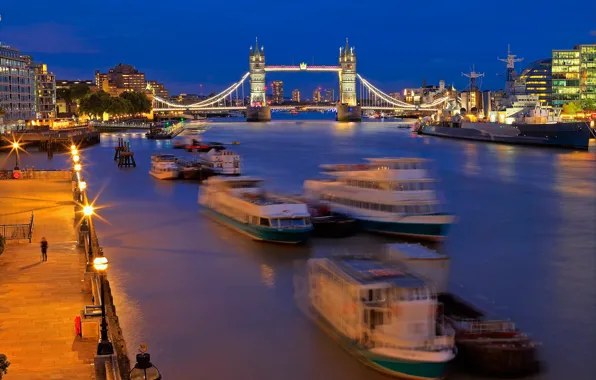 River, ship, England, London, hdr, Thames, Tower bridge