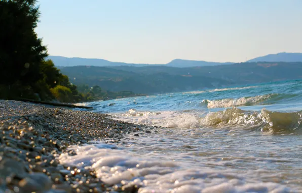 Sea, beach, pebbles, Greece, Zakynthos