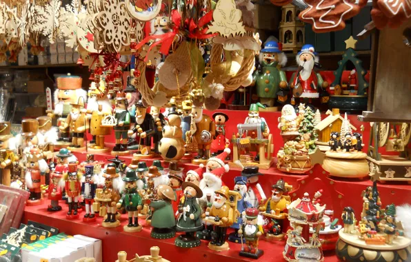 Snowflakes, holiday, toys, grandfather, shop, snowmen, year, box