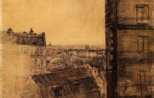 Picture home, Vincent van Gogh, the Rue Lepic, the Apartment in, View from