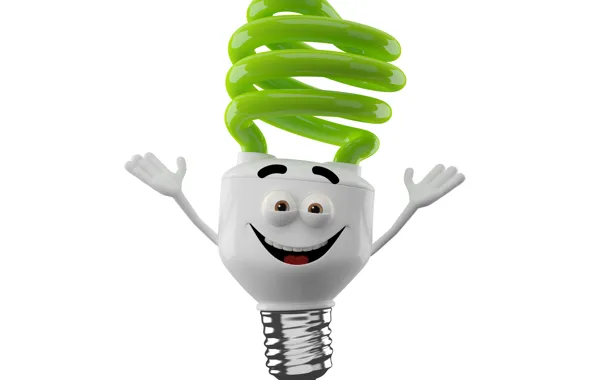 Picture joy, monster light, bright smiling monster on a white background