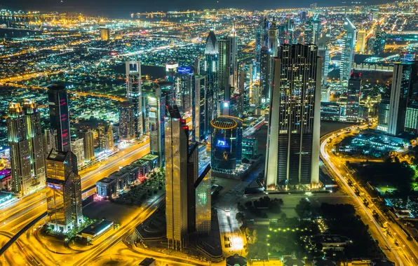 Dubai, Dubai, city lights, downtown, city lights, in the city center, night scene, night scene