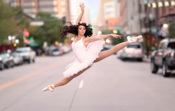 Picture jump, street, dance, flight, ballerina, Pointe shoes
