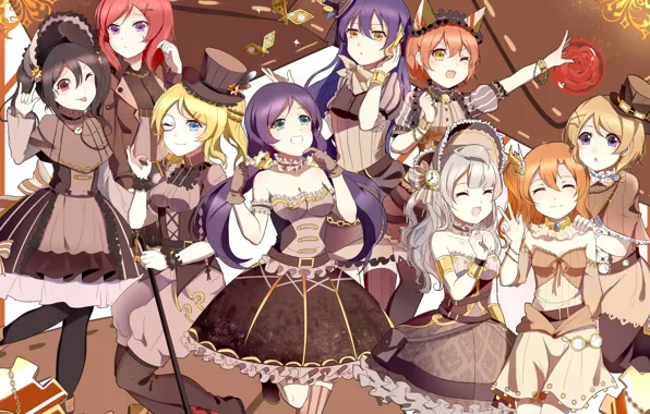 Picture girl, dress, hat, anime, friends, japanese, oppai, bishojo