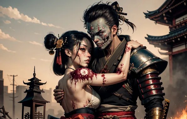 Girl, Asia, fantasy, zombies, horror, guy