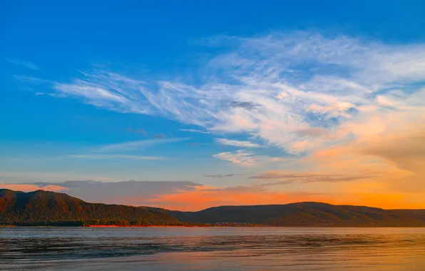 Picture sunset, nature, Volga, Vadim Mironov