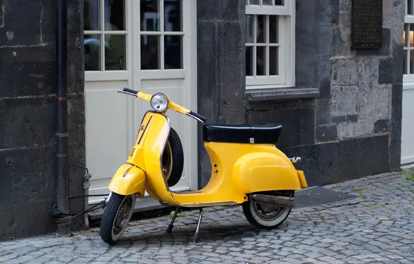 Picture yellow, the city, scooter