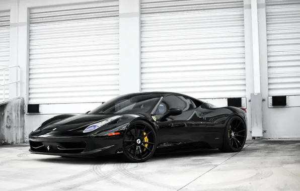 Ferrari, black, 458, Italia