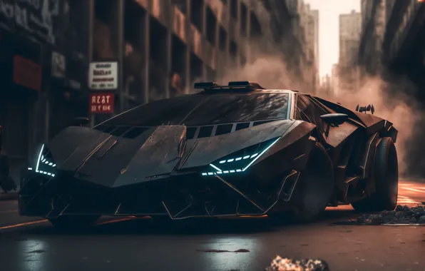 Car, Lamborghini, art, street, futuristic