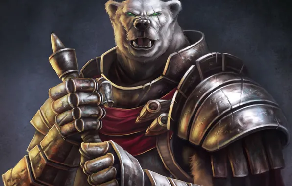 Weapons, bear, warrior, art, armor, scar, Guild Wars, Kodan