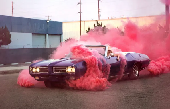 Car, machine, auto, girl, fog, style, music, pink