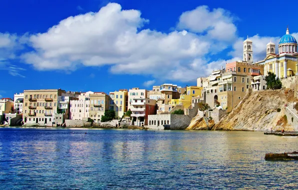 Picture sea, the city, photo, home, Greece