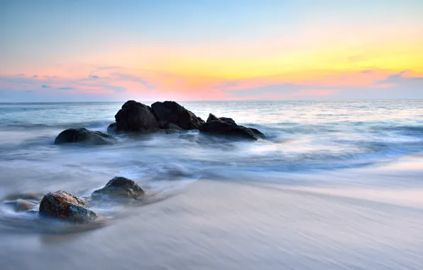 Sand, sea, beach, summer, the sky, sunset, shore, summer